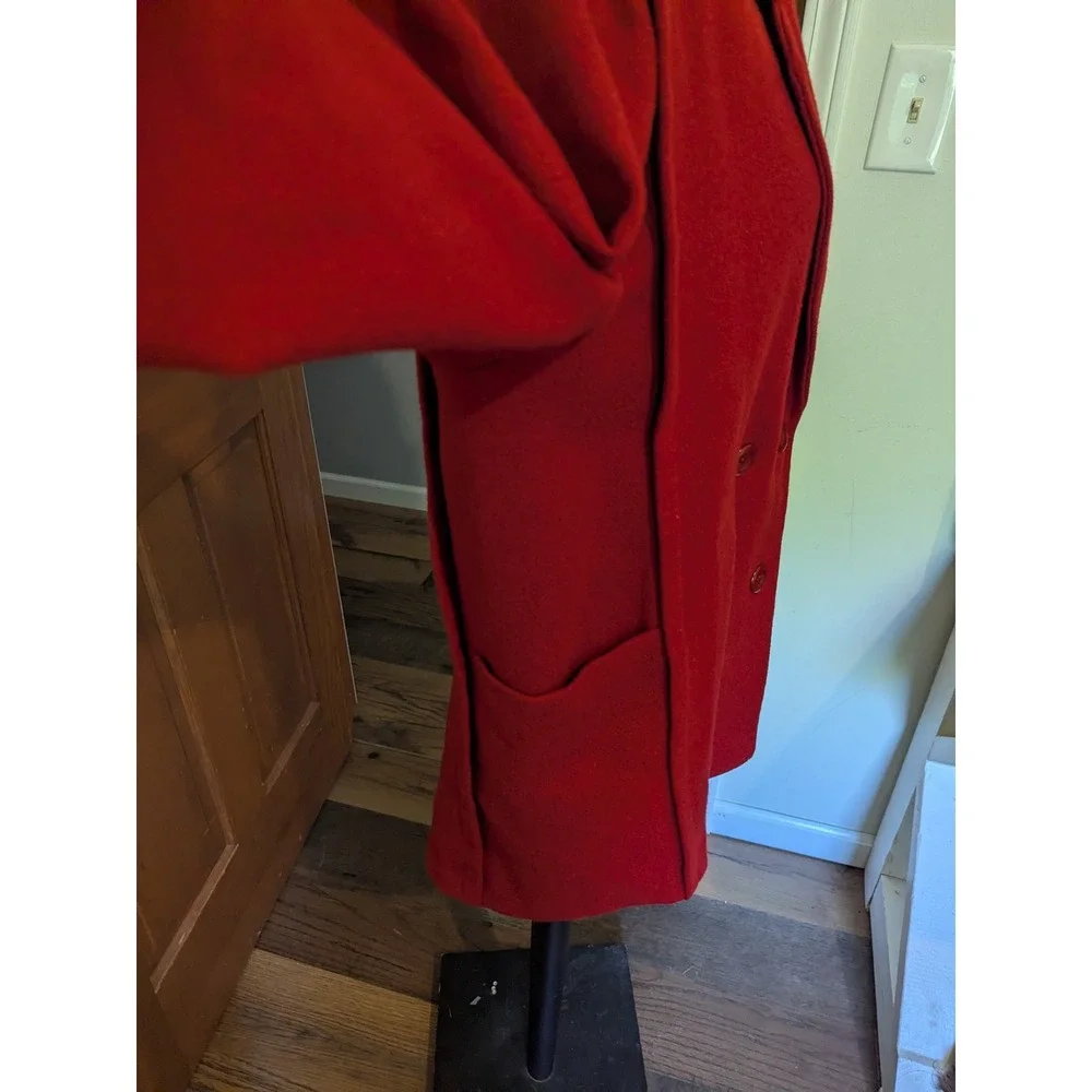 Vintage Shari Love Red Wool Blend Double Breasted‎ Coat Classic Pocket Winter